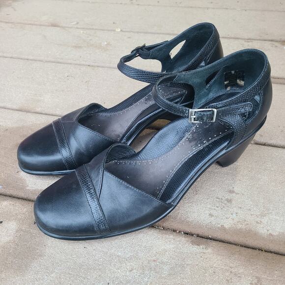 Women's 8 EU 38 Dansko Roxy Black Leather Mary Jane‎ Shoes 3" Heels GUC - Picture 1 of 6